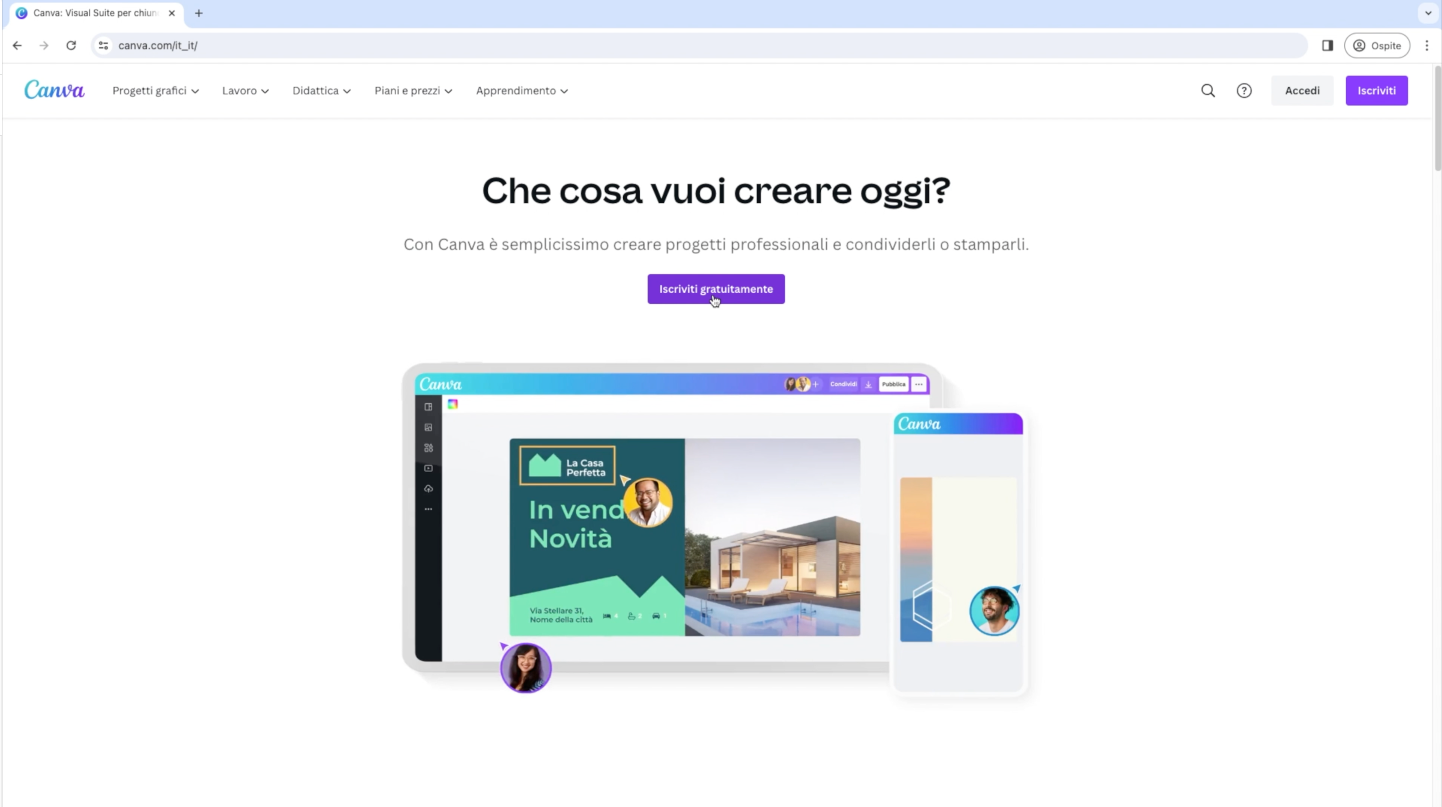 Come iscriversi a Canva?