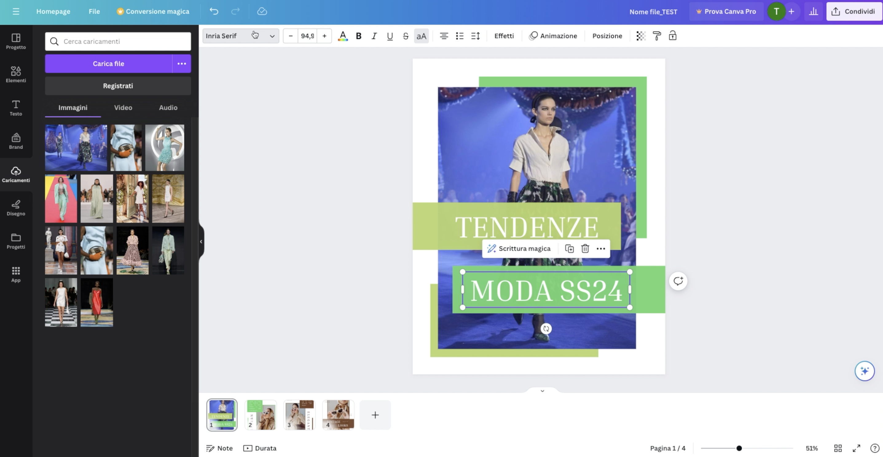 Modificare un testo su Canva