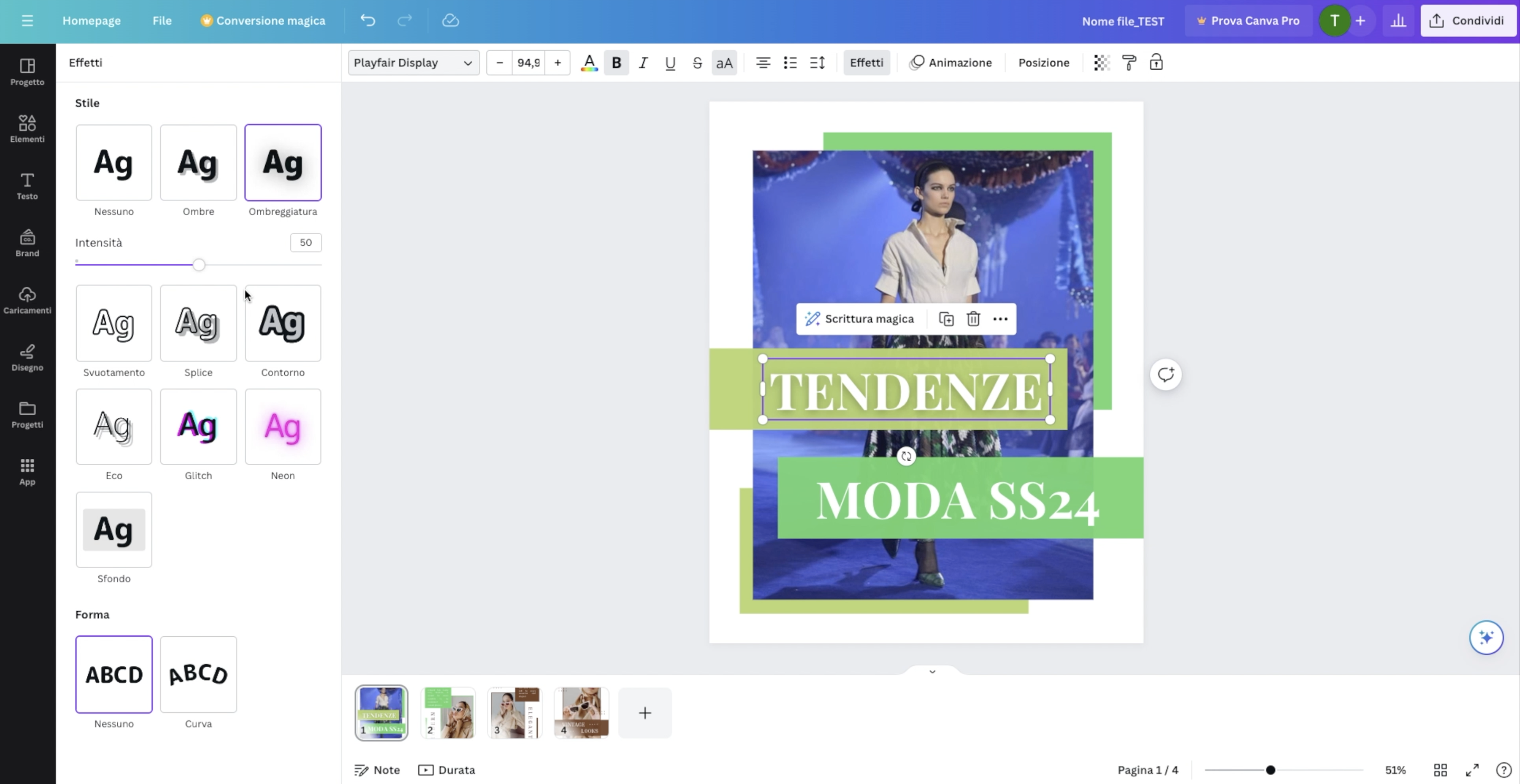 Modificare un testo su Canva