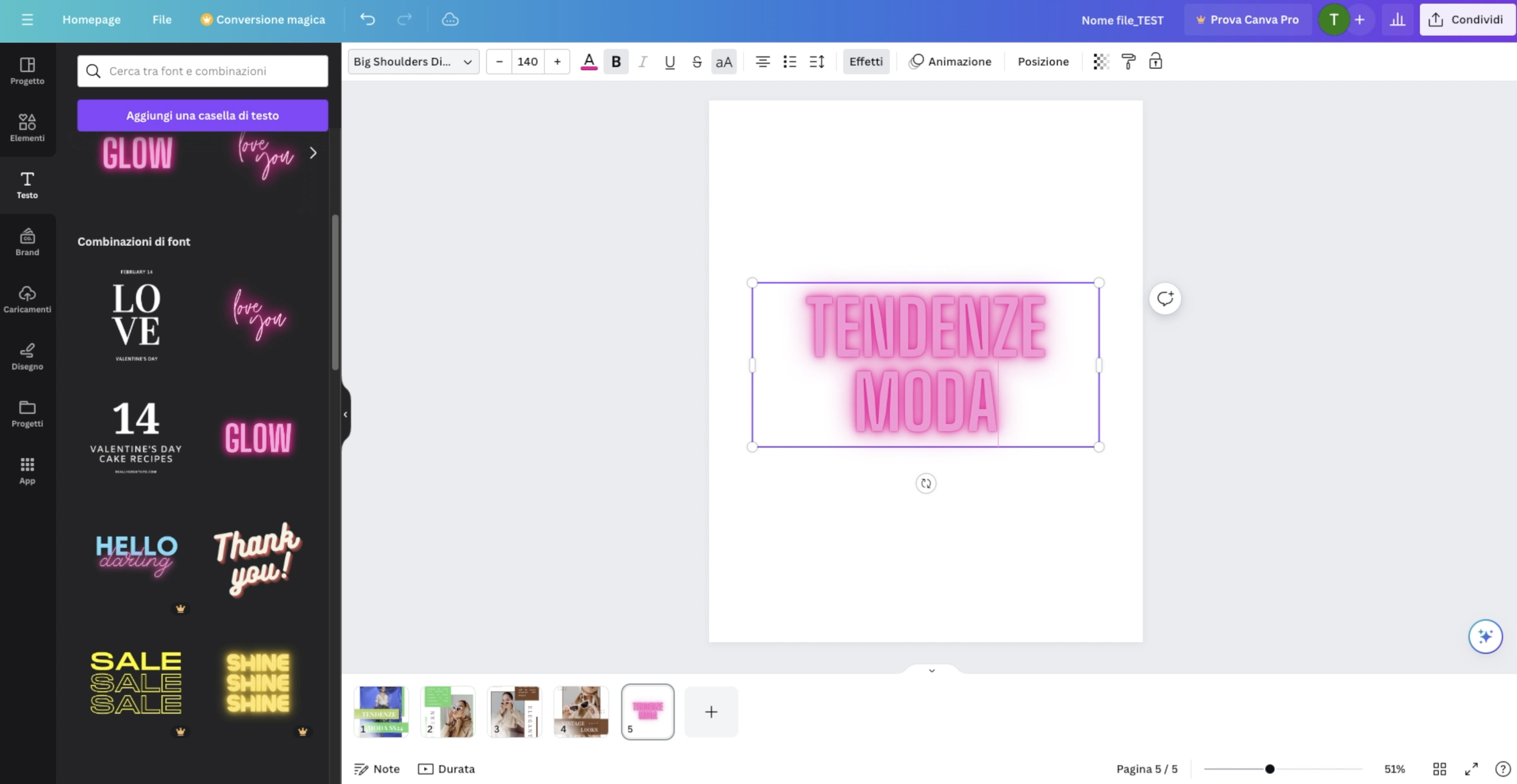 Modificare un testo su Canva