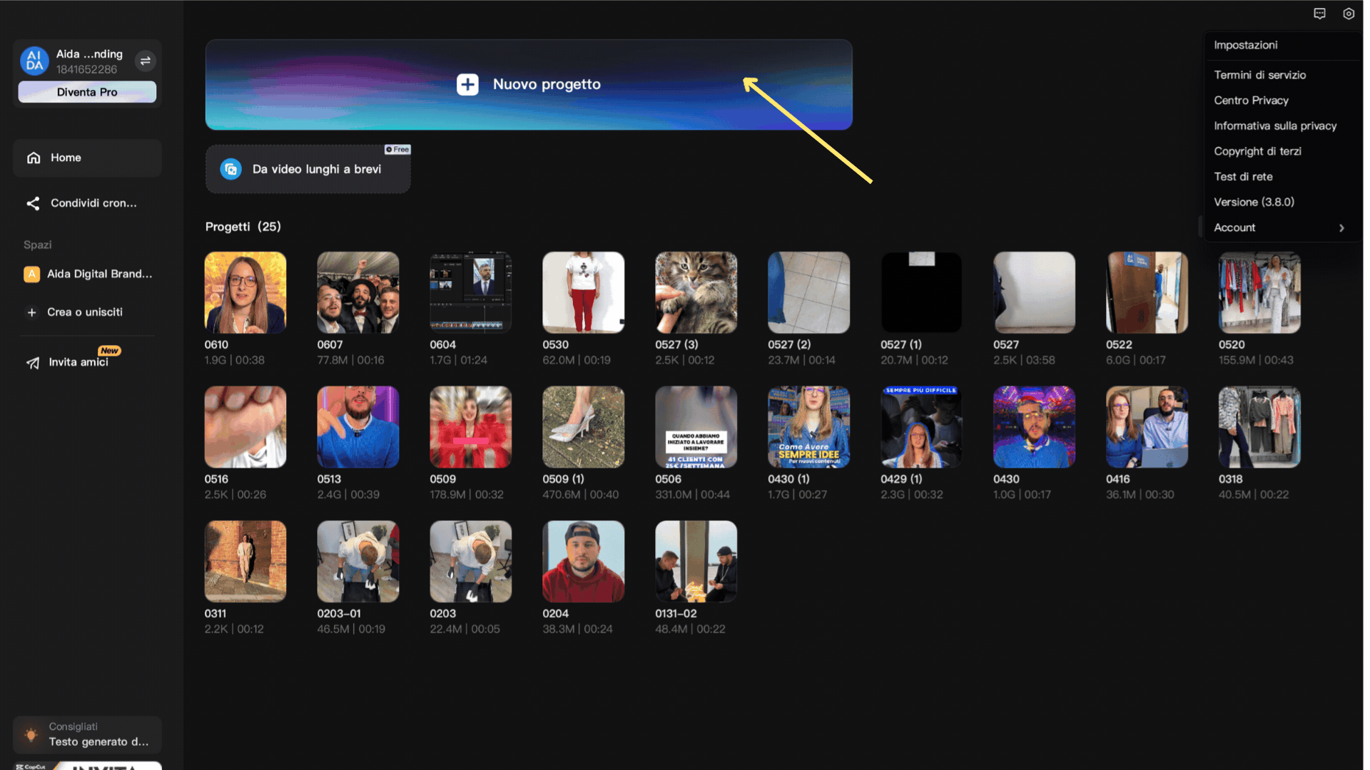 CapCut: Selezione Clip e importa